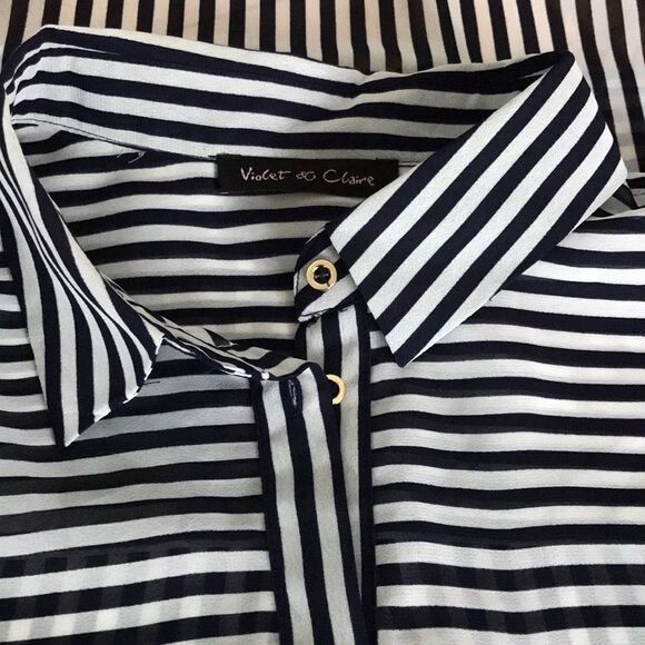 Violet & Clare semisheer black/white blouse, med - Picture 4 of 5